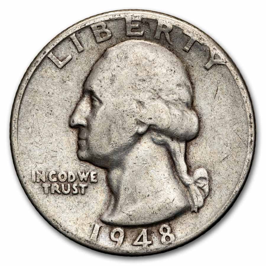 1948 Washington Quarter 40-Coin Roll Avg Circ