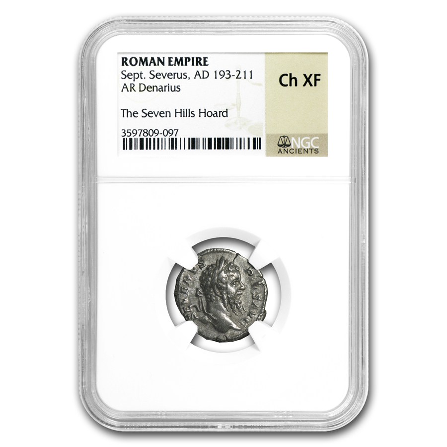 Roman Silver Denarius Septimius Severus (193-211 AD) CH XF NGC