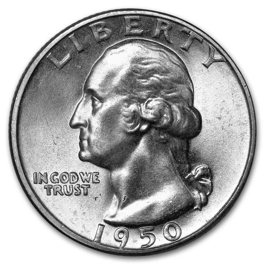 1950-D Washington Quarter 40-Coin Roll Avg Circ