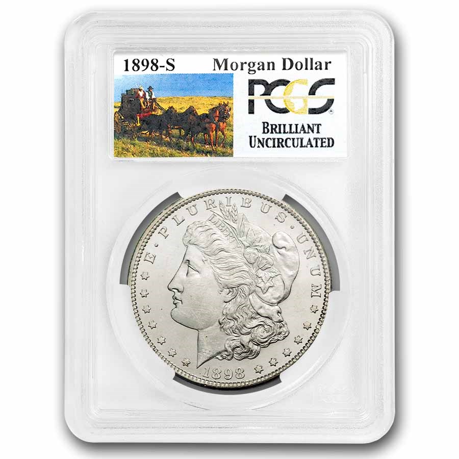 1898-S Stage Coach Silver Dollar BU PCGS