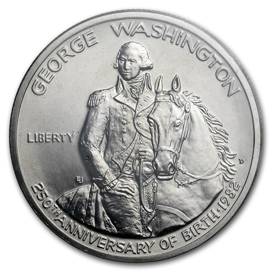 1982-D George Washington 1/2 Dollar Silver Commem BU (Box &amp; COA)