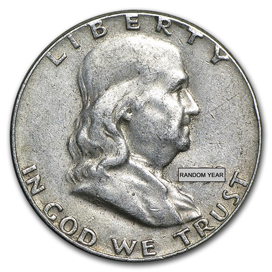 90% Silver Franklin Halves $10 20-Coin Roll Avg Circ