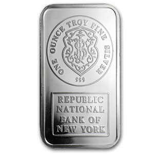 1 oz Silver Bar - Johnson Matthey (Republic National Bank of NY)