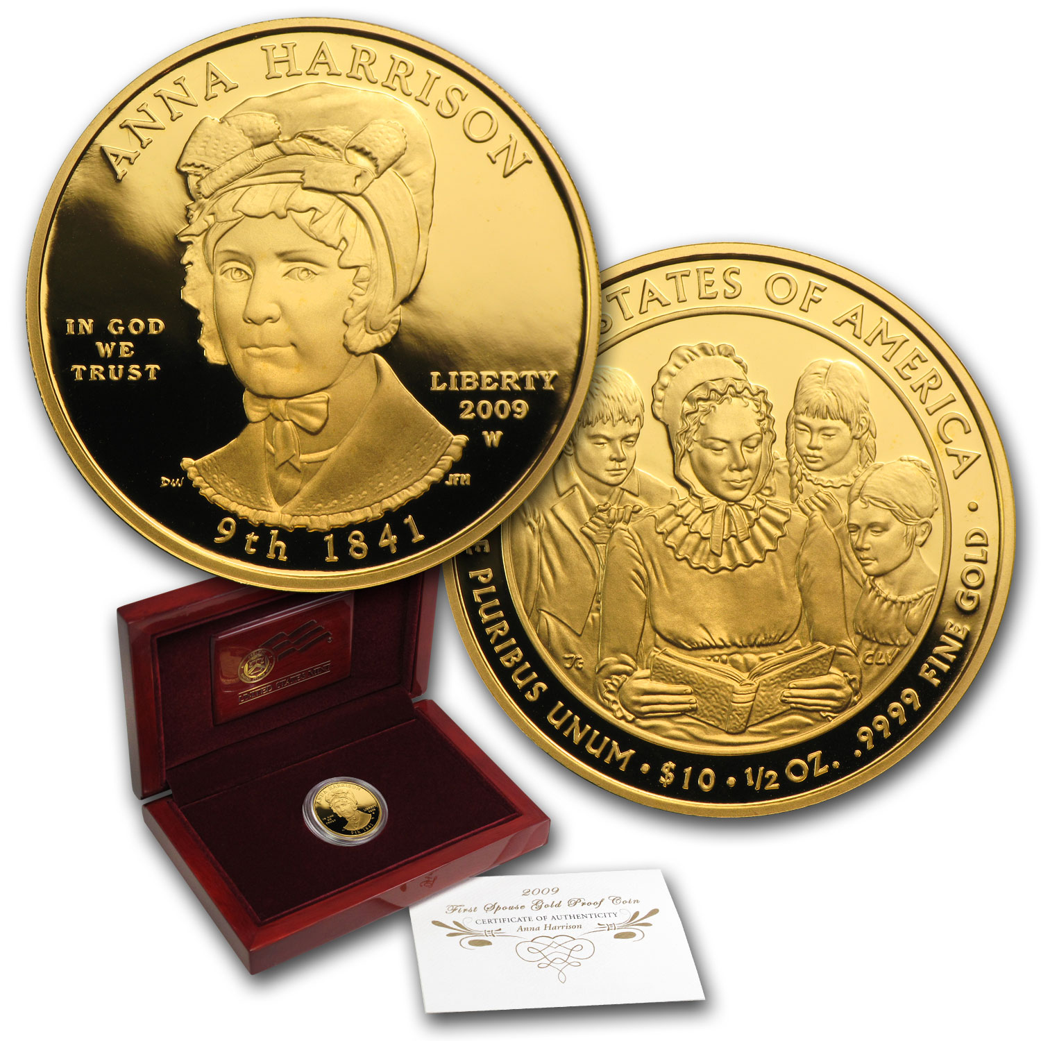 2009-W 1/2 oz Proof Gold Anna Harrison (w/Box & COA) 2009-W 1/2 oz Proof Gold Anna Harrison (w/Box & COA)