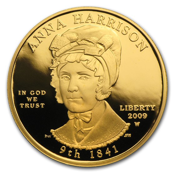 2009-W 1/2 oz Proof Gold Anna Harrison (w/Box &amp; COA)