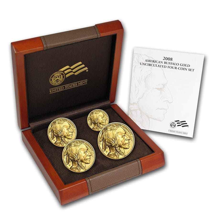 2008-W 4-Coin Gold Buffalo Set BU (w/Box &amp; COA)