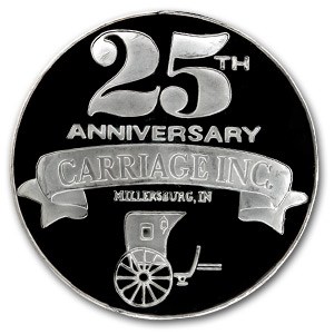 14.6 oz Silver Round - 25th Anniversary Carriage Inc. (1968-93)
