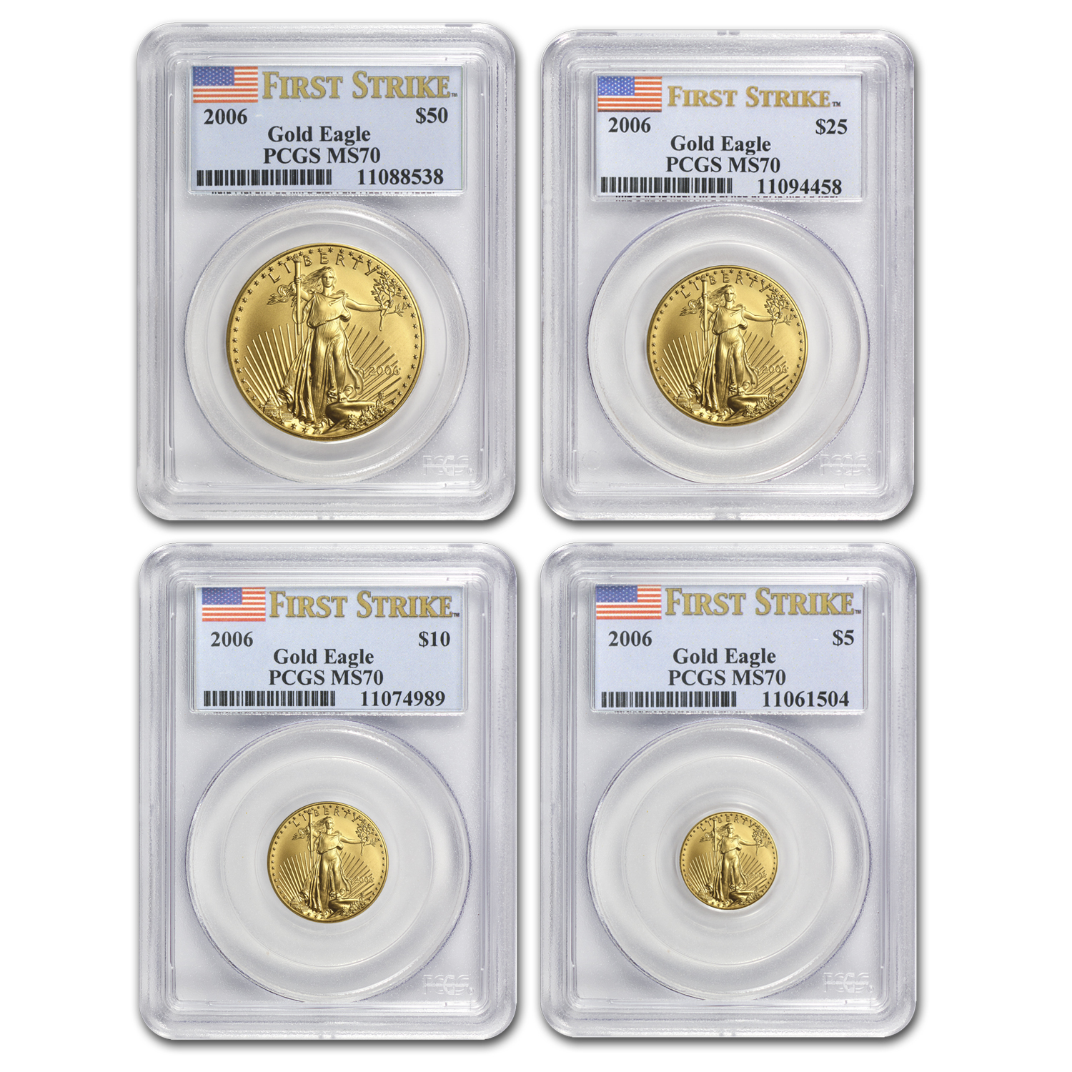 2006 4-Coin American Gold Eagle Set MS-70 PCGS (FS)