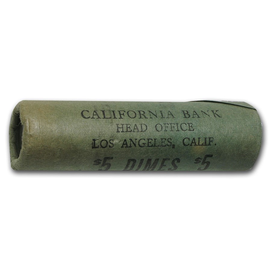90% Silver Roosevelt Dimes 50-Coin Roll BU (Bank Wrapped) 90% Silver Roosevelt Dimes 50-Coin Roll BU (Bank Wrapped)