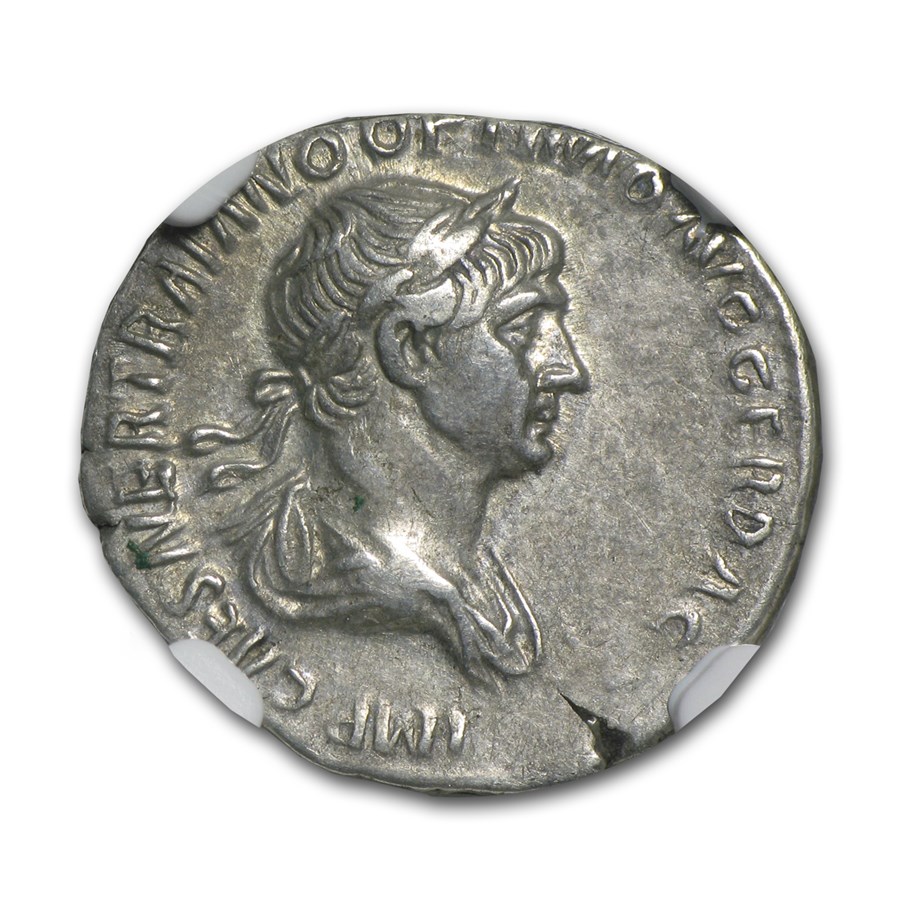 Roman AR Denarius Emperor Trajan (98-117 AD) XF NGC