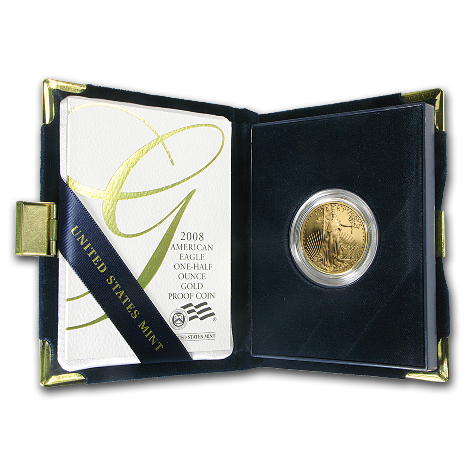 2008-W 1/2 oz Proof American Gold Eagle (w/Box &amp; COA)