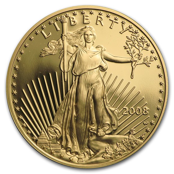 2008-W 1/2 oz Proof American Gold Eagle (w/Box &amp; COA)