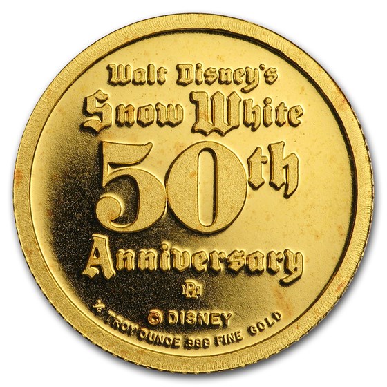 1/4 oz Gold - Disney's Snow White 50th Anniv (Witch, w/Box &amp; COA)