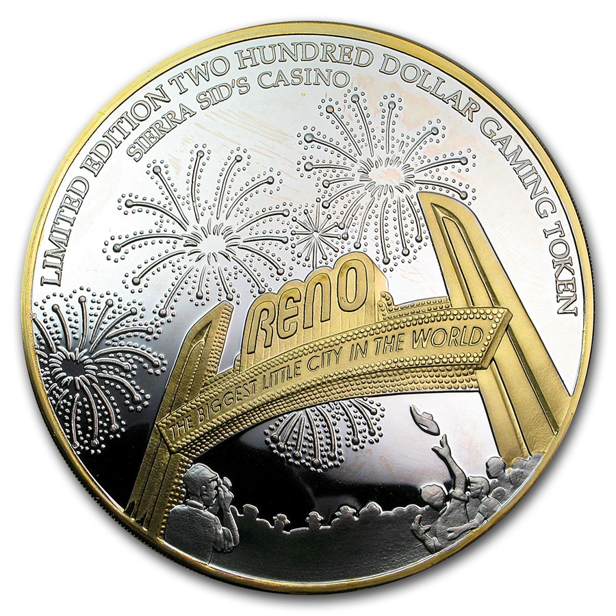 12 oz Silver Round - $200 Gaming Token (Casino Varies)