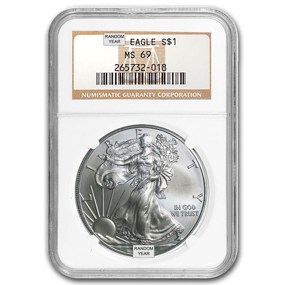 1 oz American Silver Eagle MS-69 NGC (Random Year)