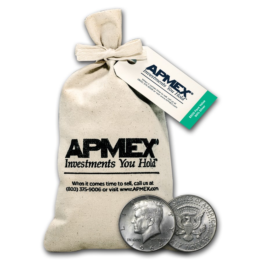 90% Silver Kennedy Half-Dollars $500 Face Value Bag (1964)