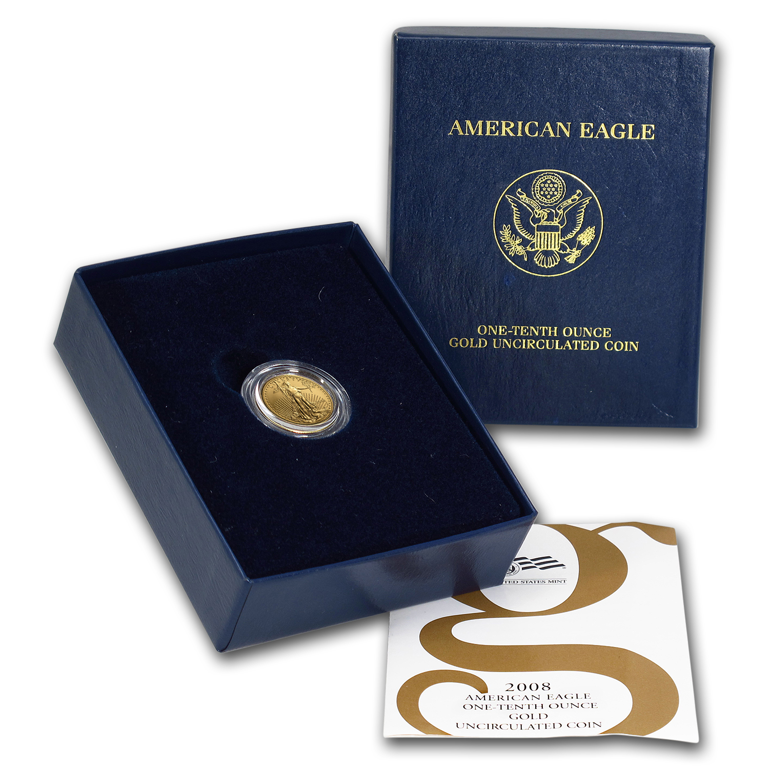 2008-W 1/10 oz Burnished American Gold Eagle (w/Box & COA)