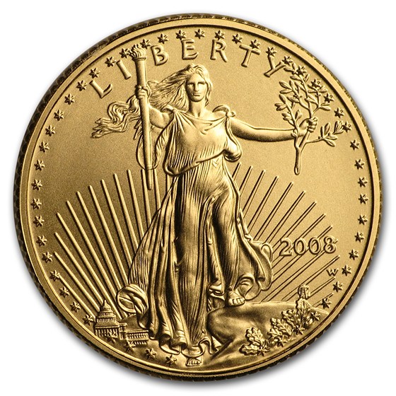 2008-W 1/10 oz Burnished American Gold Eagle (w/Box &amp; COA)