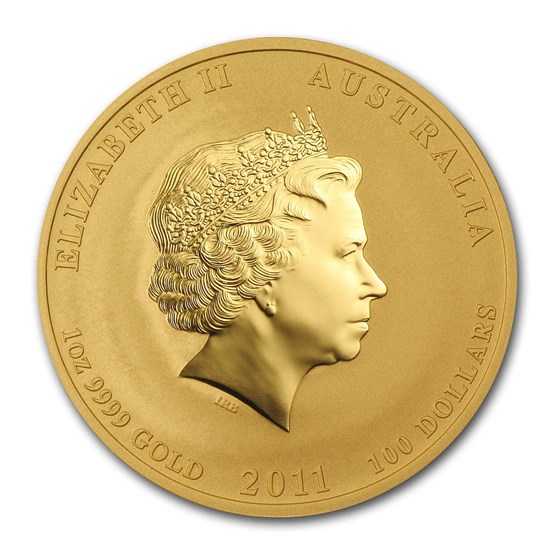 2011 Australia 1 oz Gold Lunar Rabbit BU (Series II)
