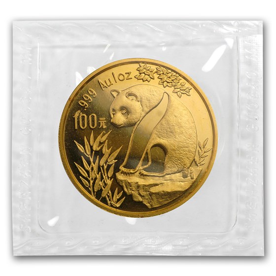 1993 China 1 oz Gold Panda Small Date BU (Sealed)
