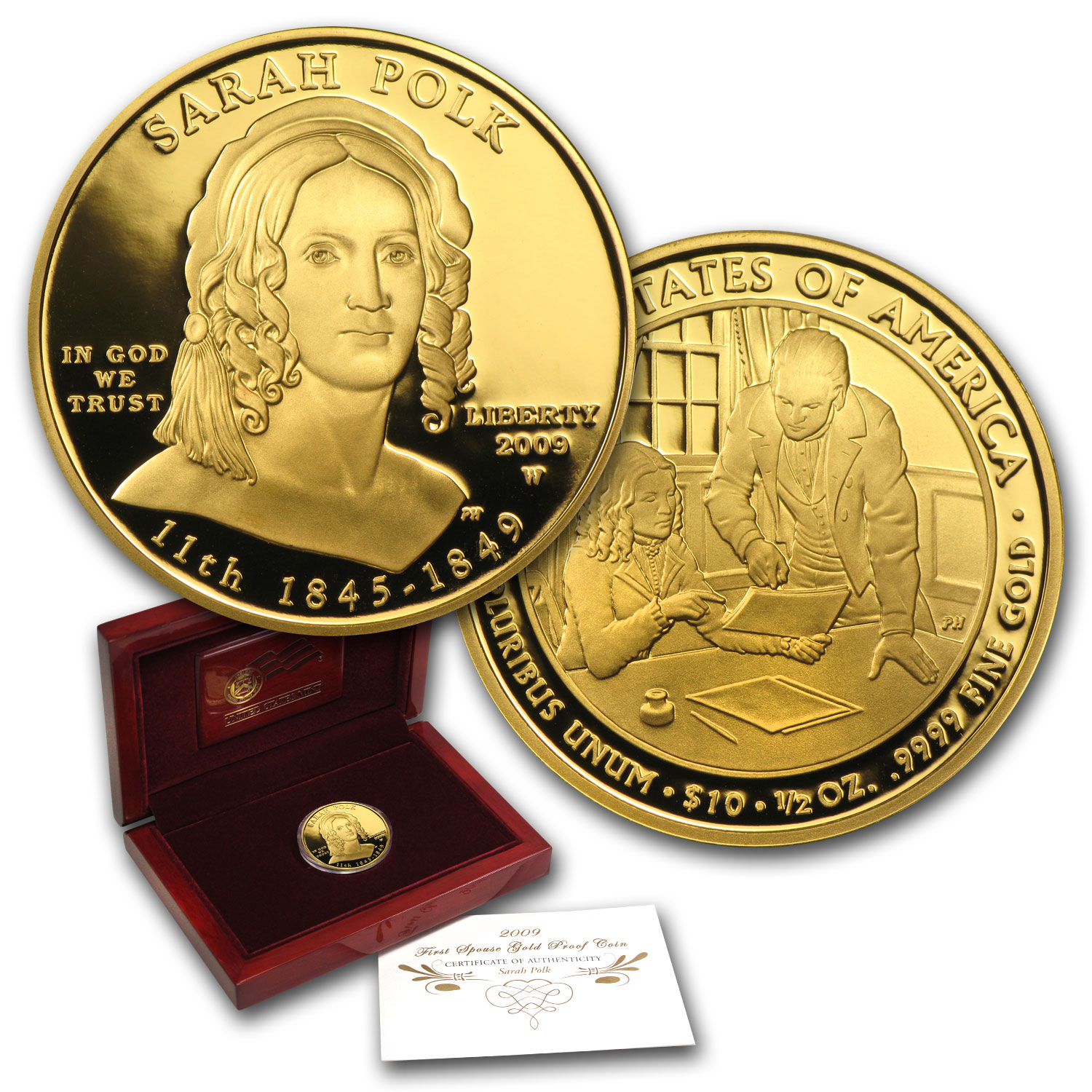 2009-W 1/2 oz Proof Gold Sarah Polk (w/Box & COA) 2009-W 1/2 oz Proof Gold Sarah Polk (w/Box & COA)