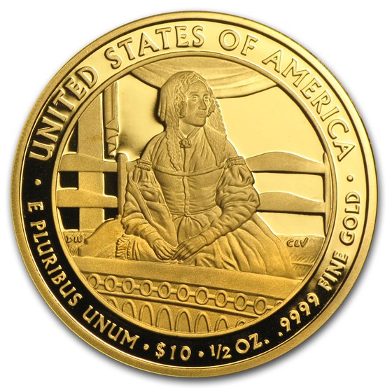 2010-W 1/2 oz Proof Gold Jane Pierce (w/Box &amp; COA)