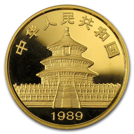 1989 China 1 oz Gold Panda Large Date BU (In Capsule)