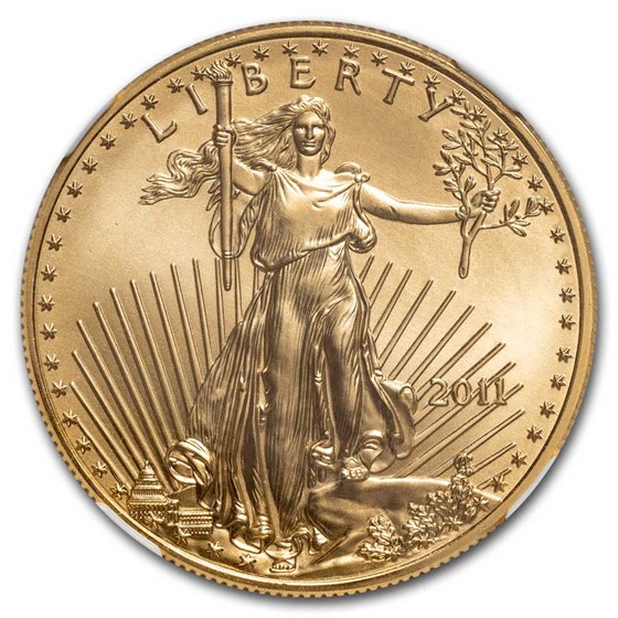 2011 1 oz American Gold Eagle MS-69 NGC (ER, Blue Label)