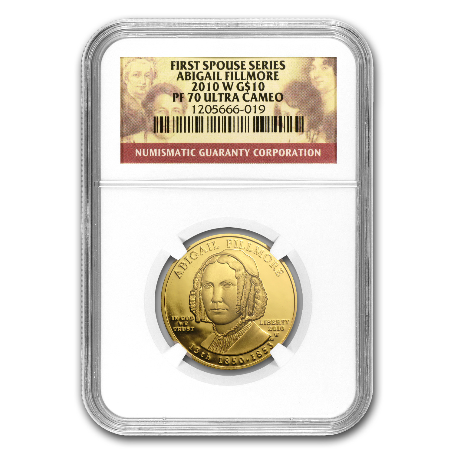 2010-W 1/2 oz Proof Gold Abigail Fillmore PF-70 NGC