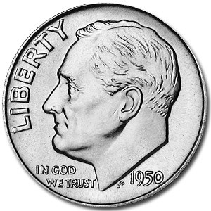 1950 Roosevelt Dime BU