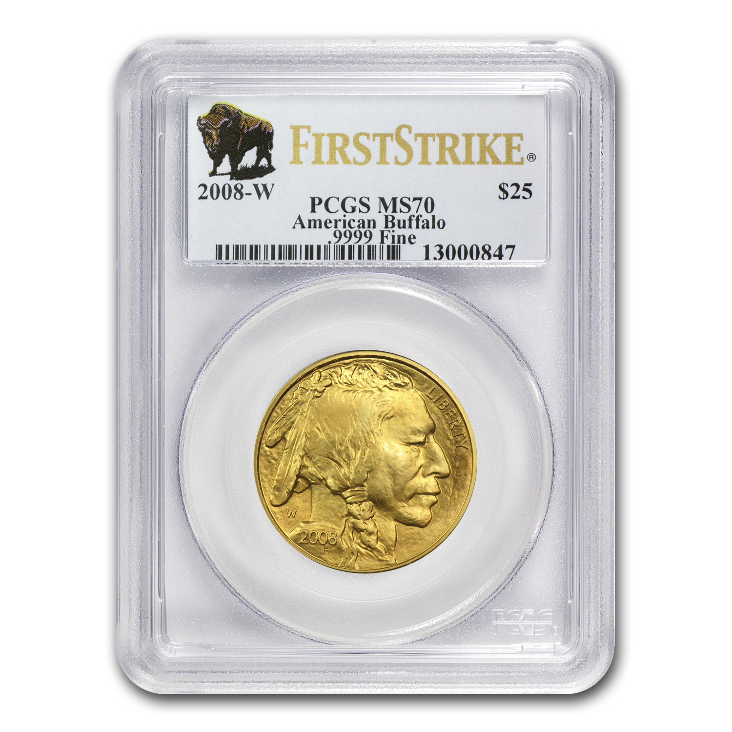 2008-W 1/2 oz Gold Buffalo SP/MS-70 PCGS (FS)
