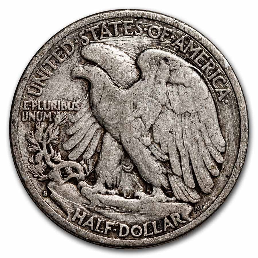 1933-S Walking Liberty Halves 20-Coin Roll Avg Circ