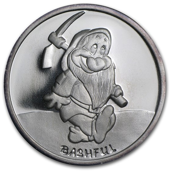 1 oz Silver - Disney's Snow White 50th Anniv Bashful, w/Box &amp; COA