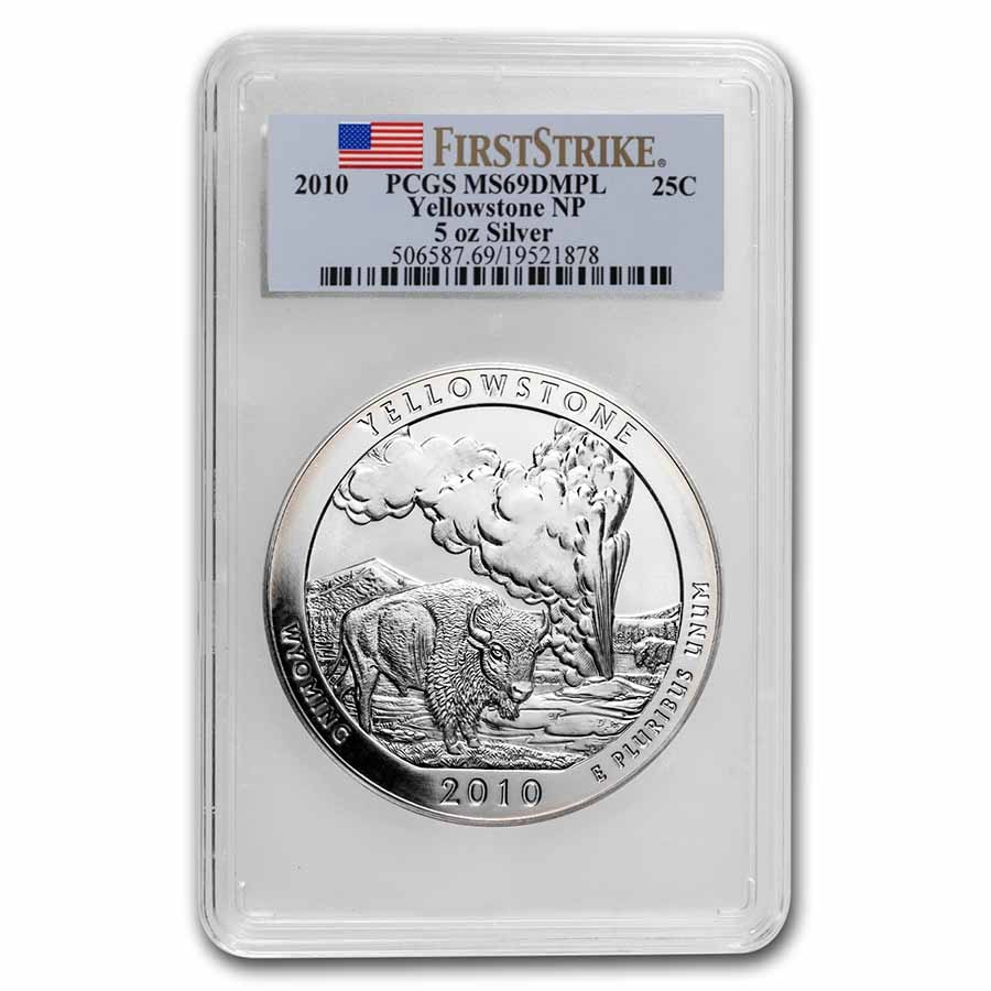 2010 5 oz Silver ATB Yellowstone MS-69 DMPL PCGS (FirstStrike®)
