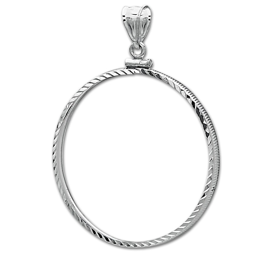 Sterling Silver Screw Top Diamond Cut Coin Bezel - 39.4 mm Sterling Silver Screw Top Diamond Cut Coin Bezel - 39.4 mm