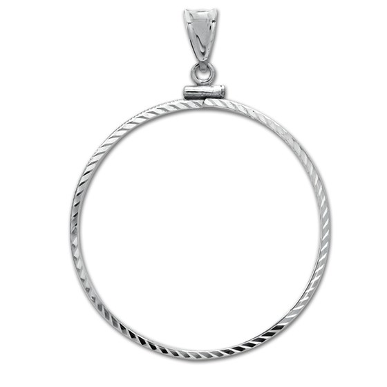Sterling Silver Screw Top Diamond Cut Coin Bezel - 39.4 mm