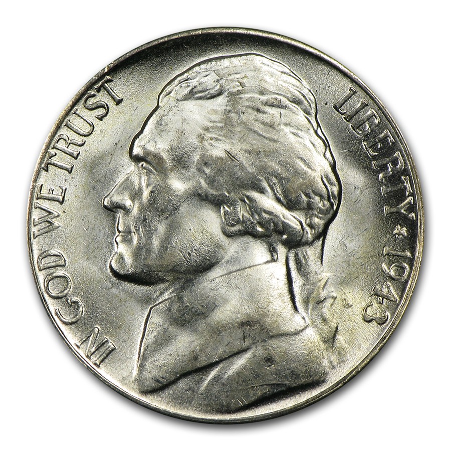 1943-S 35% Silver Wartime Jefferson Nickel Roll BU