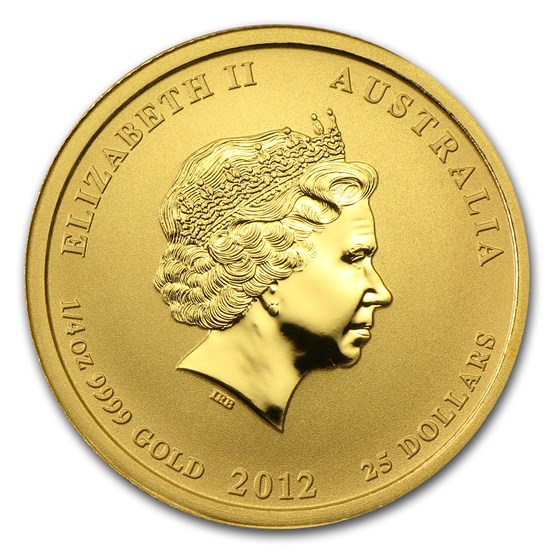 2012 Australia 1/4 oz Gold Lunar Dragon BU (Series II)