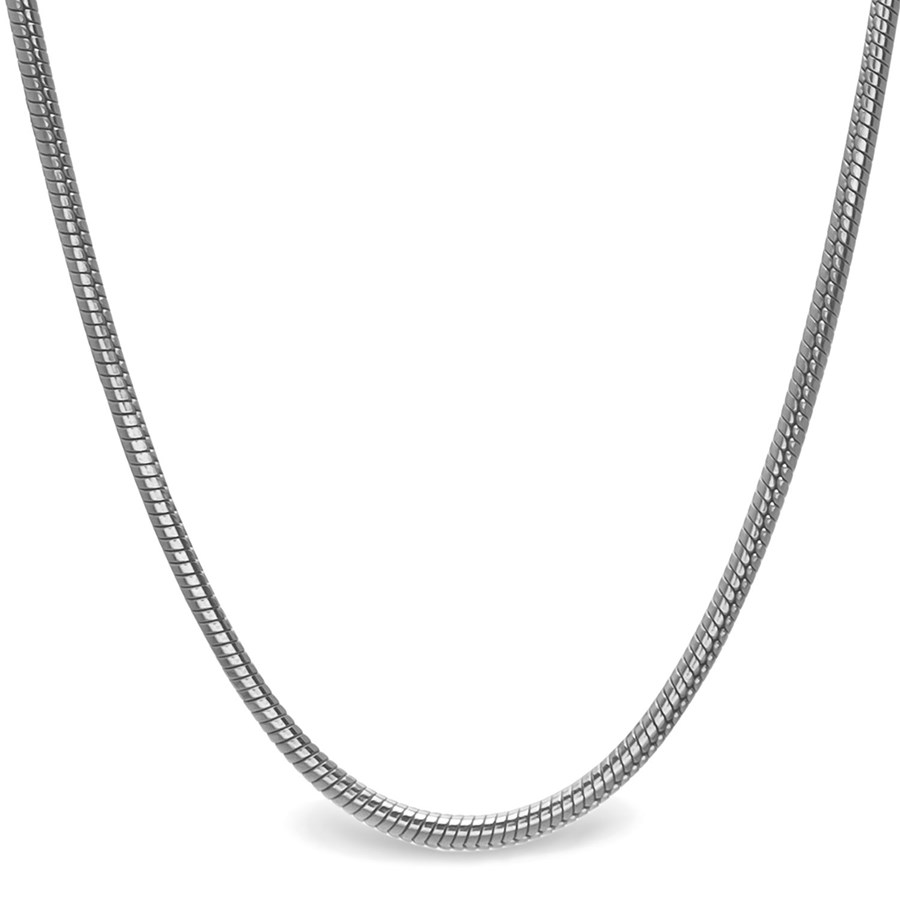 Classic Round Snake Sterling Silver Necklace - 18 in. Classic Round Snake Sterling Silver Necklace - 18 in.