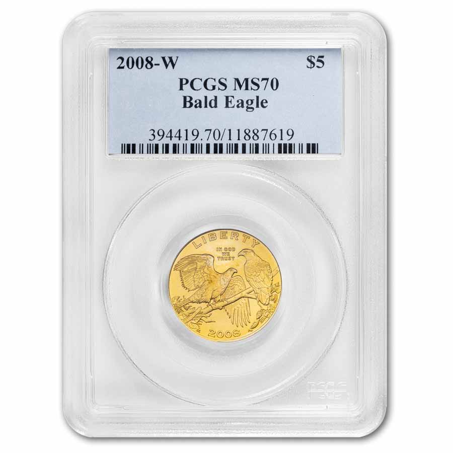 2008-W Gold $5 Commem Bald Eagle MS-70 PCGS
