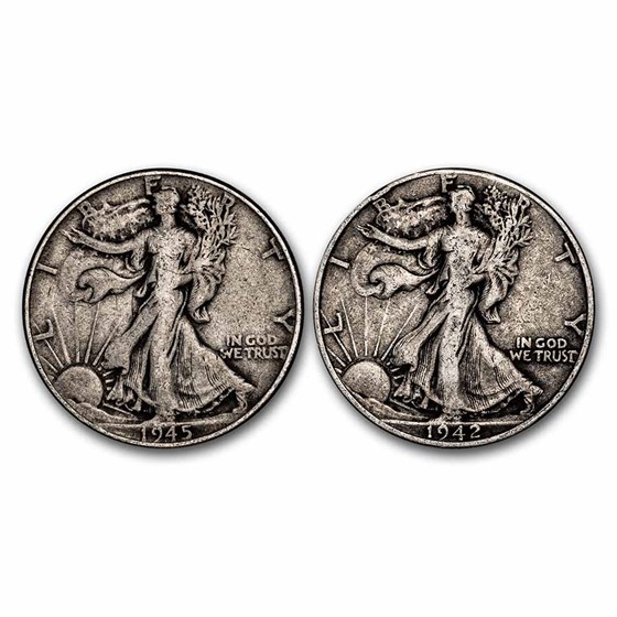 $1.00 Face Value 90% Walking Liberty Half Dollars Avg Circ