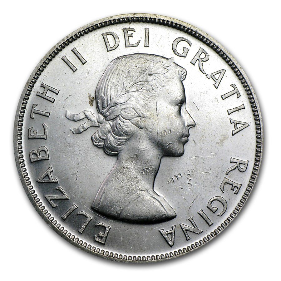 1957 Canada Silver Dollar Elizabeth II AU