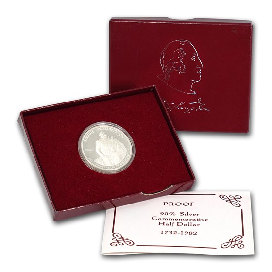 1982-S George Washington 1/2 Dollar Silver Commem Prf (Box &amp; COA)