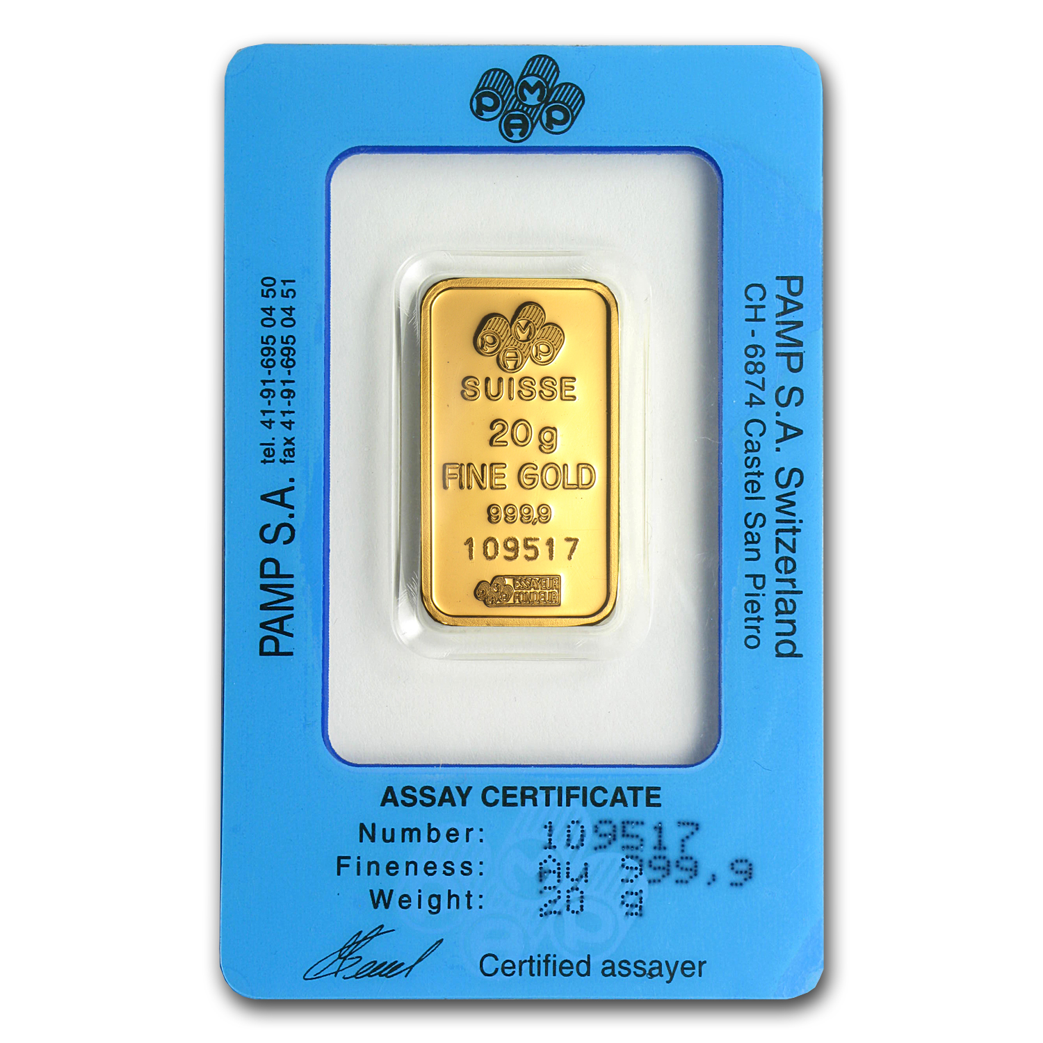 20 gram Gold Bar - Brand Name (w/Assay Card)
