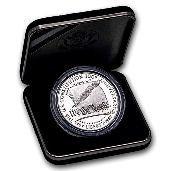 1987-S Constitution $1 Silver Commem Proof (w/Box &amp; COA)