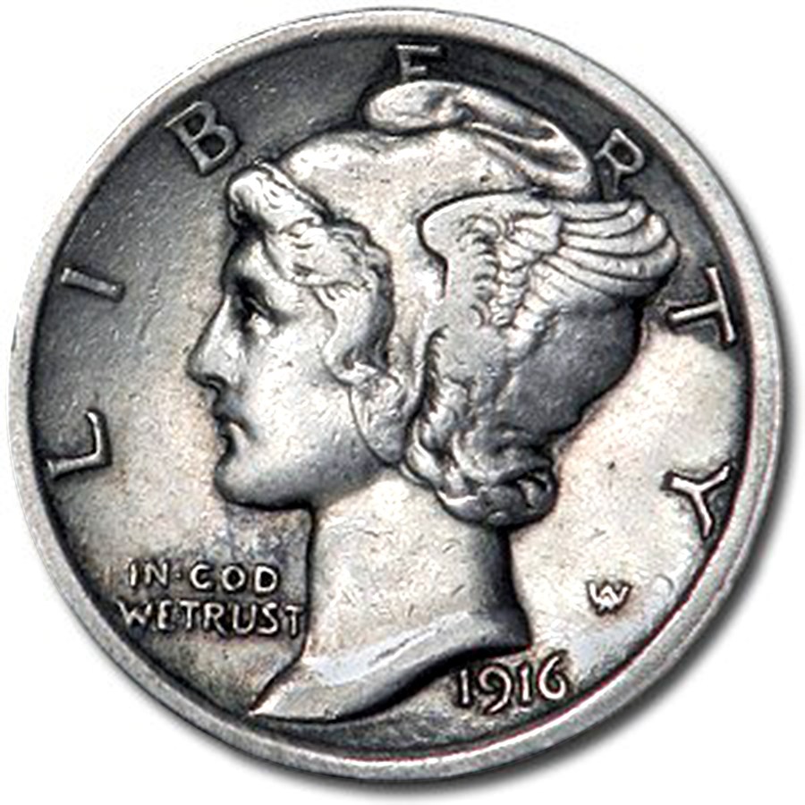 90% Silver Mercury Dime $100 Face Value Bag (1916-1929)