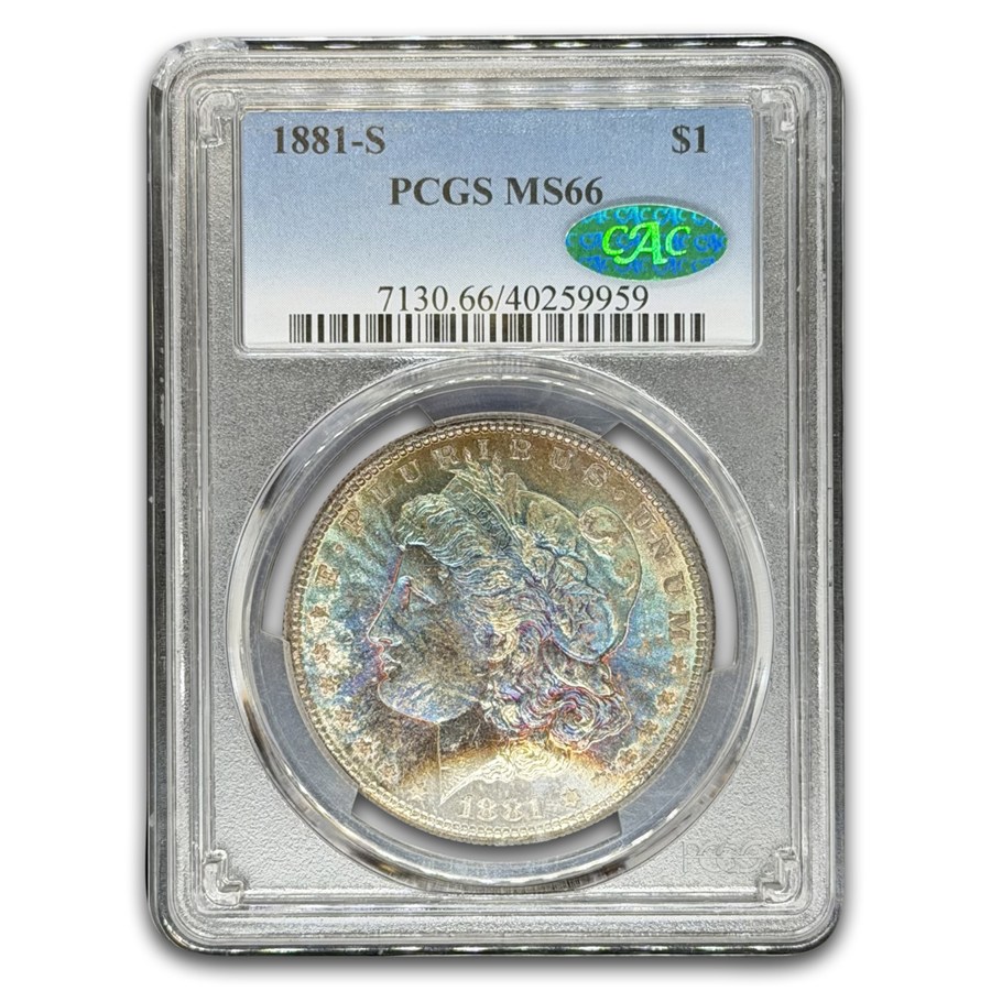 1881-S Morgan Dollar MS-66 PCGS (CAC, Obv Toned)