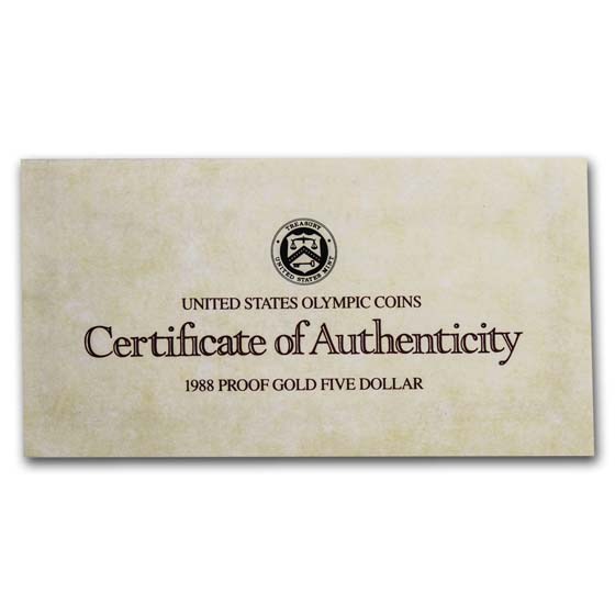 1988-W Gold $5 Commem Olympic Proof (w/Box &amp; COA)