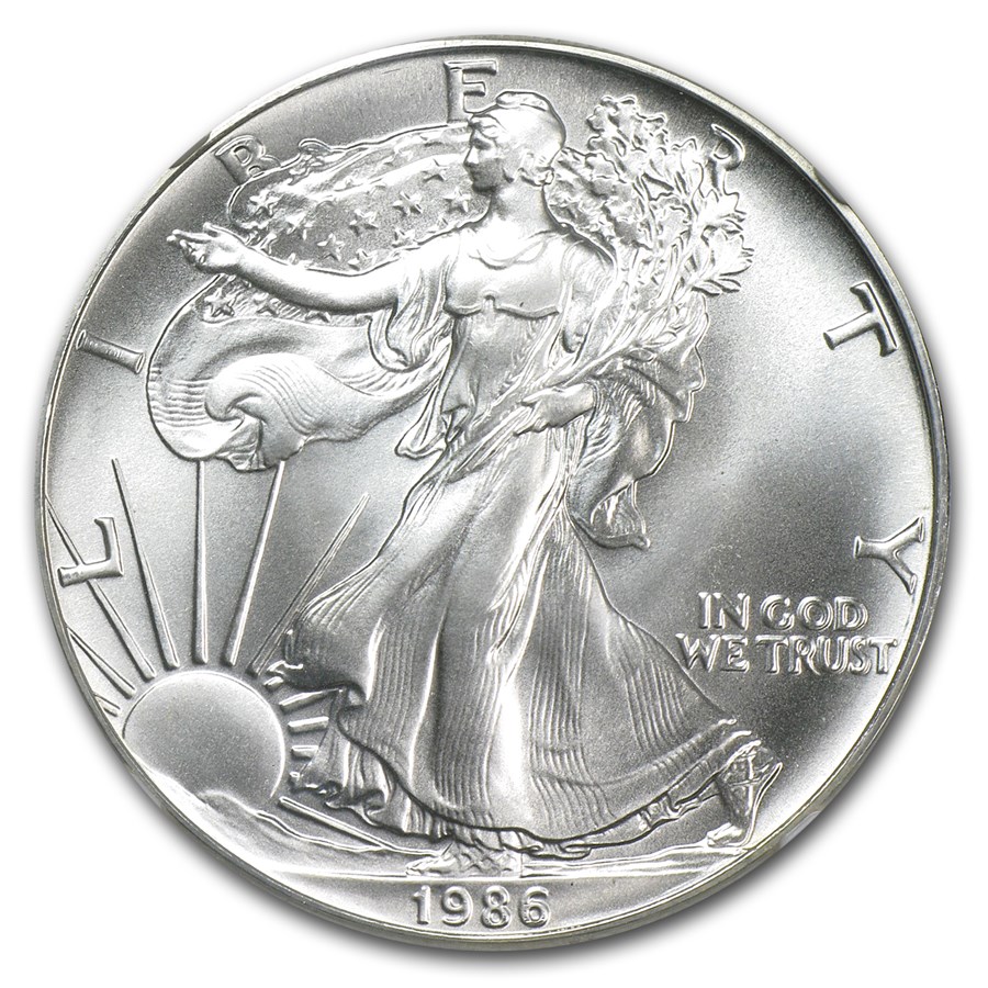 1986 American Silver Eagle MS-70 NGC (1st Year of Issue Label)