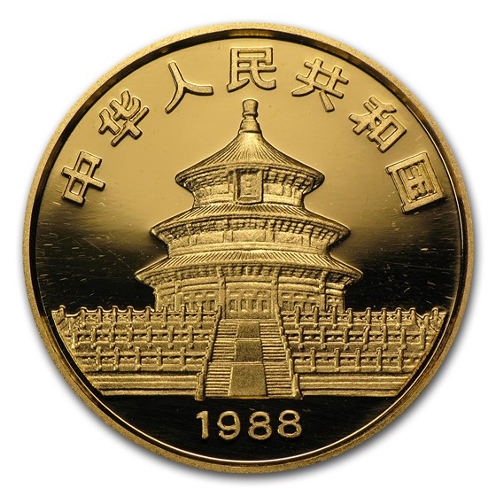 1988 China 1/2 oz Gold Panda Proof (In Capsule)